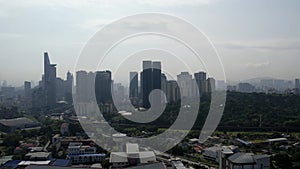 Rotating to the right, an aerial view of the Petaling Jaya heading to Kuala Lumpur city center.