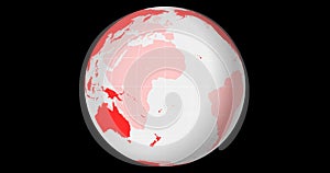 Rotating transparent globe centered on Equator with longitude and latitude lines