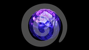 Rotating ultraviolet 3D sphere on black background