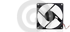 rotating vector computer fan, 12 volt, on white background.
