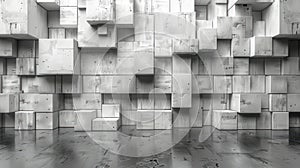 Rotating White Blocks - Abstract 3D Animation Loop