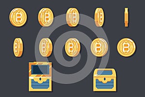 Rotation Animation Coin Bitcoin technology digital money internet currency icon vector illustration