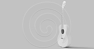 Rotation animation White and Gray Guitar acoustic body. 3D render.