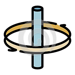 Rotation around axis icon color outline vector