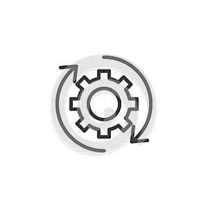 Rotation arrows and gear outline icon