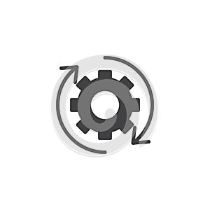 Rotation arrows and gear vector icon