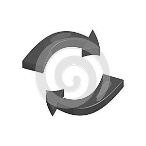 Rotation arrows icon, black monochrome style