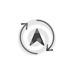 Rotation arrows and navigation cursor vector icon