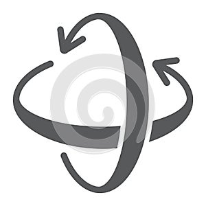 Rotation axis glyph icon, pivot and view, rotate sign, vector graphics, a solid pattern on a white background.