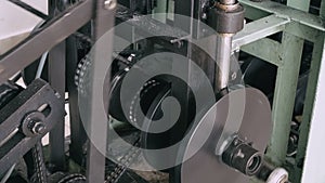 Rotation of the chains of a machine manufacturing in a factory