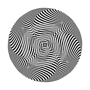 Rotation circle design element. 3D illusion. Lines pattern