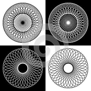 Rotation lines patterns. Circle design elements.