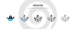 Rotation icon in different style vector illustration. two colored and black rotation vector icons designed in filled, outline,