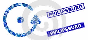 Rotation Mosaic and Grunge Rectangle Philipsburg Stamp Seals
