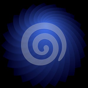 Rotation shape. Abstract deep blue backdrop.