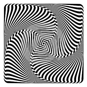 Rotation, swirl and torsion illusion. Op art design.