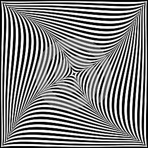 Rotation twisting movement illusion in abstract op art design