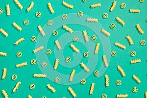 Rotelle and fusilli pasta pattern