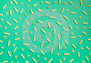 Rotelle and fusilli pasta pattern