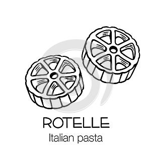 Rotelle pasta outline icon. photo