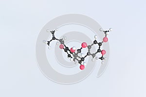 Rotenone molecule, isolated molecular model. 3D rendering photo