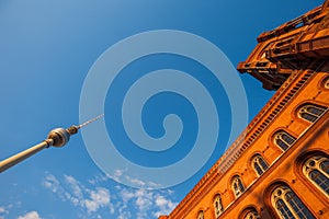 The Rotes Rathaus and Fernsehturm (TV Tower), Berlin