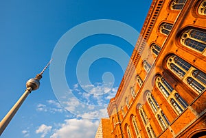 The Rotes Rathaus and Fernsehturm (TV Tower), Berlin