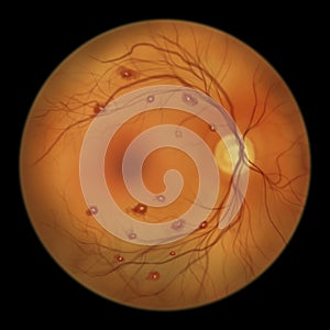 Roth spots in the retina, illustration