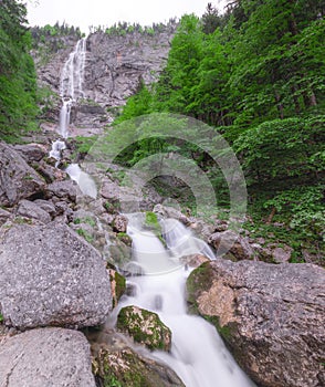 Rothbach Waterfall near Konigssee lake in Berchtesgaden National Park, Germany