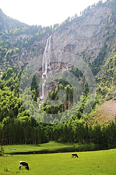 Rothbachfall waterfall in the Bavarian Alps, Germany