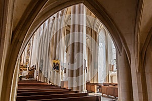 ROTHENBURG, GERMANY - AUGUST 29, 2019: Altar of St. James's Church in Rothenburg ob der Tauber, Bavaria state, Germa