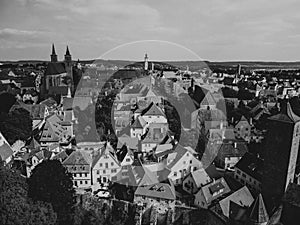 Rothenburg ob der Tauber aerial panoramic view. region of Bavaria, Germany.