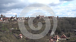 Rothenburg ob der Tauber, Germany - March 31, 2018: Street view of Rothenburg ob der Tauber, a well-preserved medieval