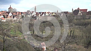 Rothenburg ob der Tauber, Germany - March 31, 2018: Street view of Rothenburg ob der Tauber, a well-preserved medieval