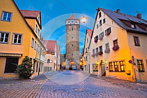 Rothenburg ob der Tauber. Hisoric tower gate of medieval German town of Rothenburg ob der Tauber