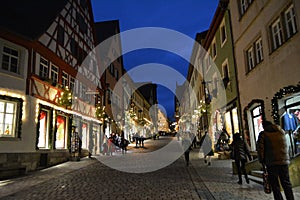 Rothenburg ob der tauber main street at Christmas, Germany