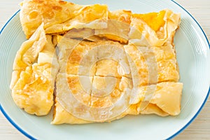 Roti with egg and sweetened condensed milk