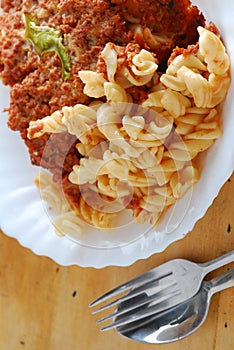 Rotini bolognese pasta