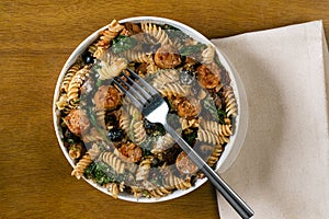 rotini pasta with sausage spinach and black olives