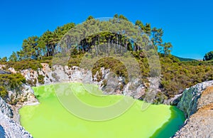 Roto karikitea lake at Wai-O-Tapu in New Zealand