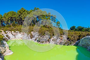 Roto karikitea lake at Wai-O-Tapu in New Zealand