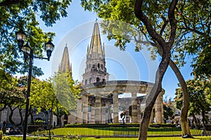 Rotonda de los Jalisciences Ilustres and Cathedral - Guadalajara, Jalisco, Mexico