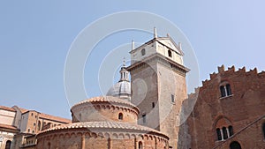 Rotonda di San Lorenzo church and clock tower in Piazza delle Erbe in Mantua