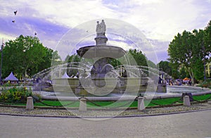 The Rotonde fountain  in the city center of Aix-en-Provence