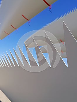 Rotor blades of a wind turbine on a storage yard