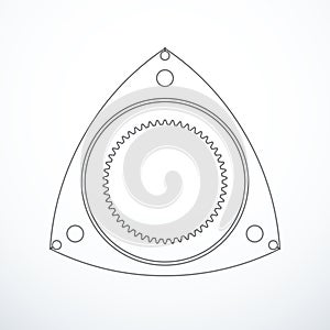 Rotor of rotary Wankel engine. Vector illustration