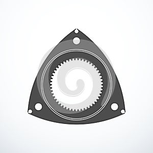 Rotor of rotary Wankel engine. Vector illustration