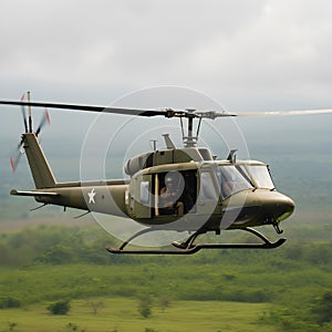 Rotorcraft majesty, capturing the beauty of the uh-1 helicopter