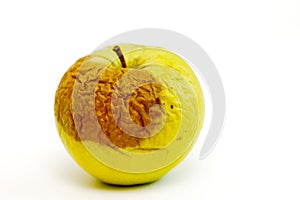 Rotted apple isolated on white background