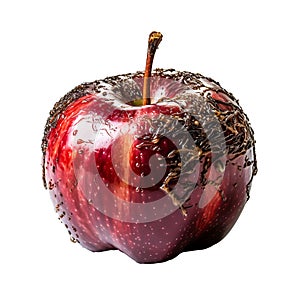 Rotten Apple Illustrates Unhealthy Eating A Close-Up View of Decay and Unwholesome Food, Generative Ai